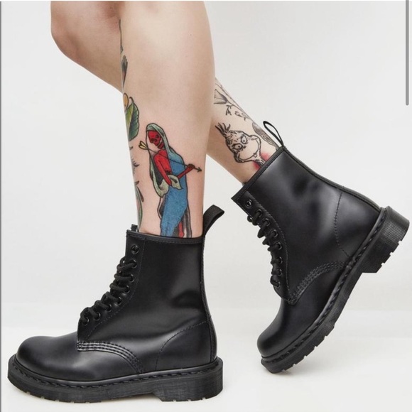 Dr martens black boots women’s 10 1460 mono - Picture 1 of 5